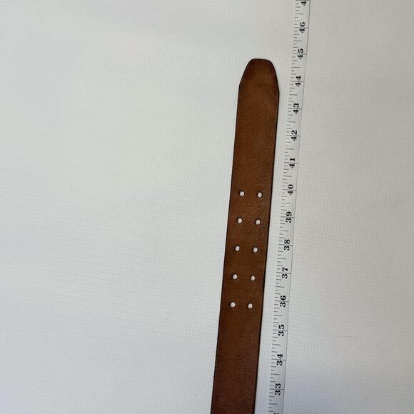 Lucky Brand Dungarees Belt Mens Brown Leather Double Prong Solid Brass Buckle - Picture 7 of 7